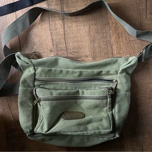 Over the shoulder crossbody light green khaki sling bag